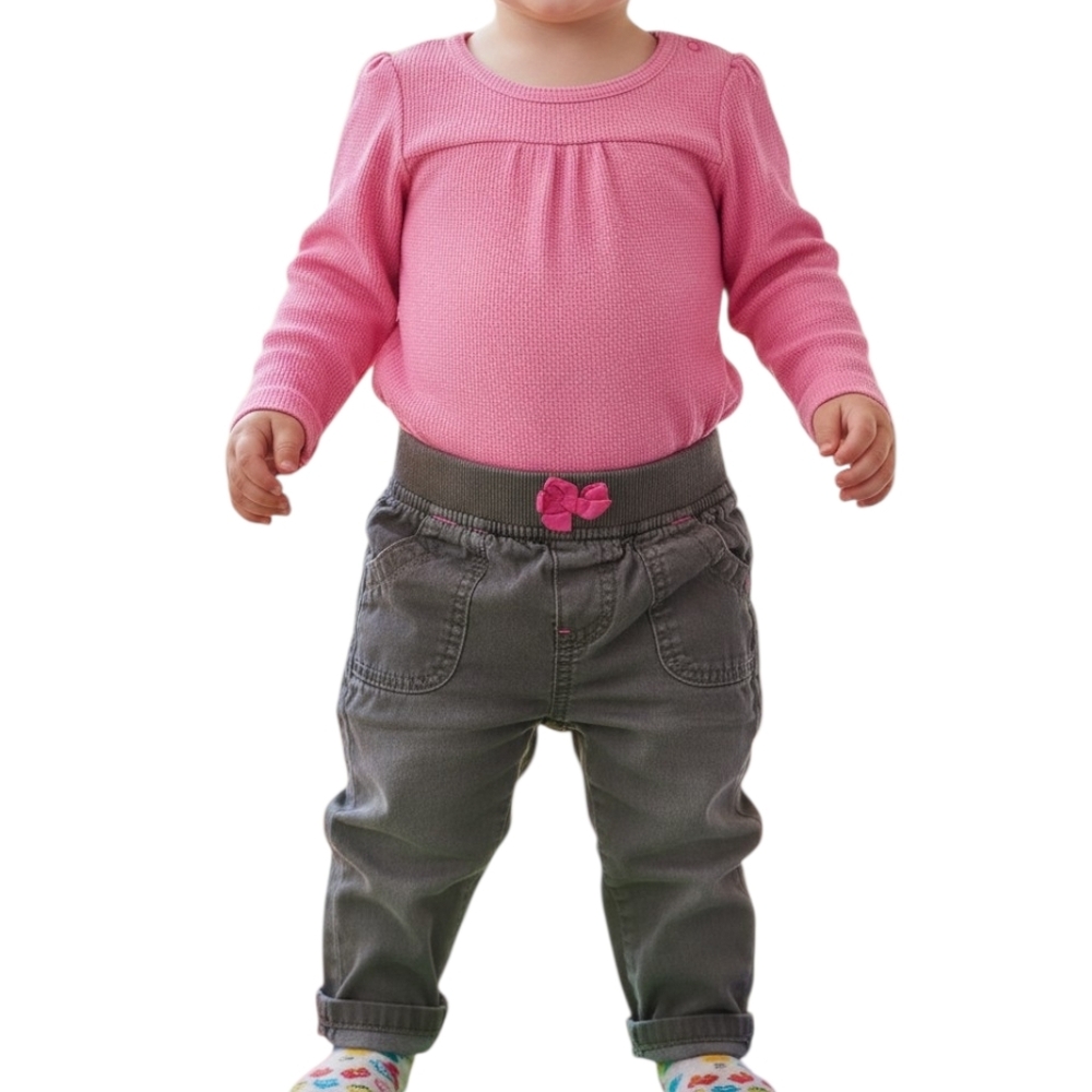Circo Toddler Girl Outfit Pink Waffle Top Gray Jeggings 18M